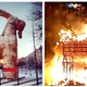 Illustration for article titled At Christmas, this town builds a Giant Yule goat and then torches it